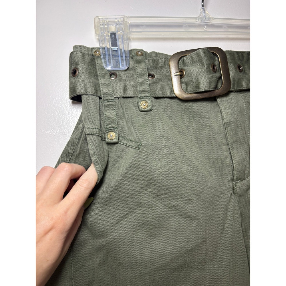 NEW Free People Sloane Belted Wide Leg Baggy Pants XS Green Herringbone Utility - Picture 8 of 10